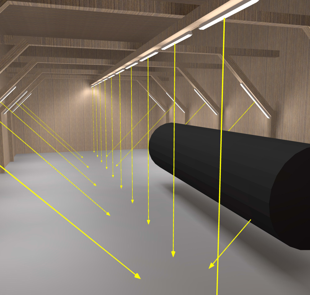 Visualisierung der Beleuchtung in Lok-Remise mittels Relux